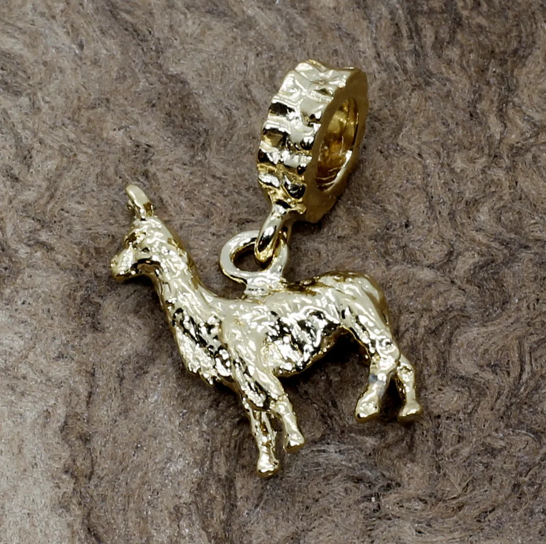 Gold Llama Slide Charm for Slide Bracelet made in 14kt Gold Vermeil