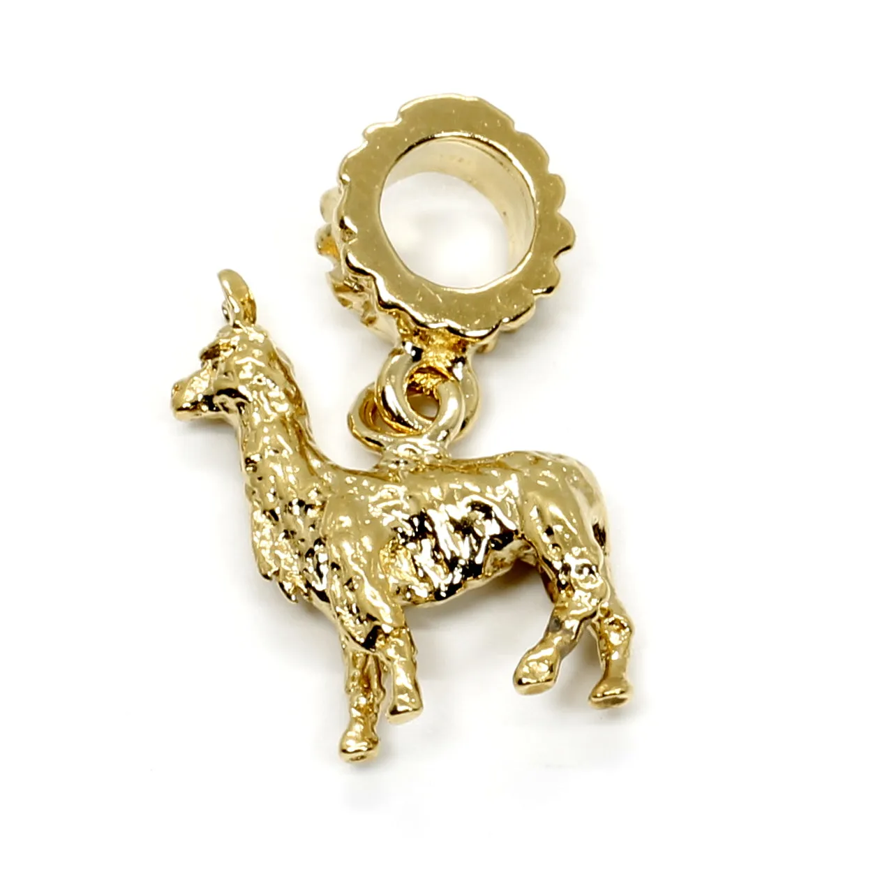 Gold Llama Slide Charm for Slide Bracelet made in 14kt Gold Vermeil