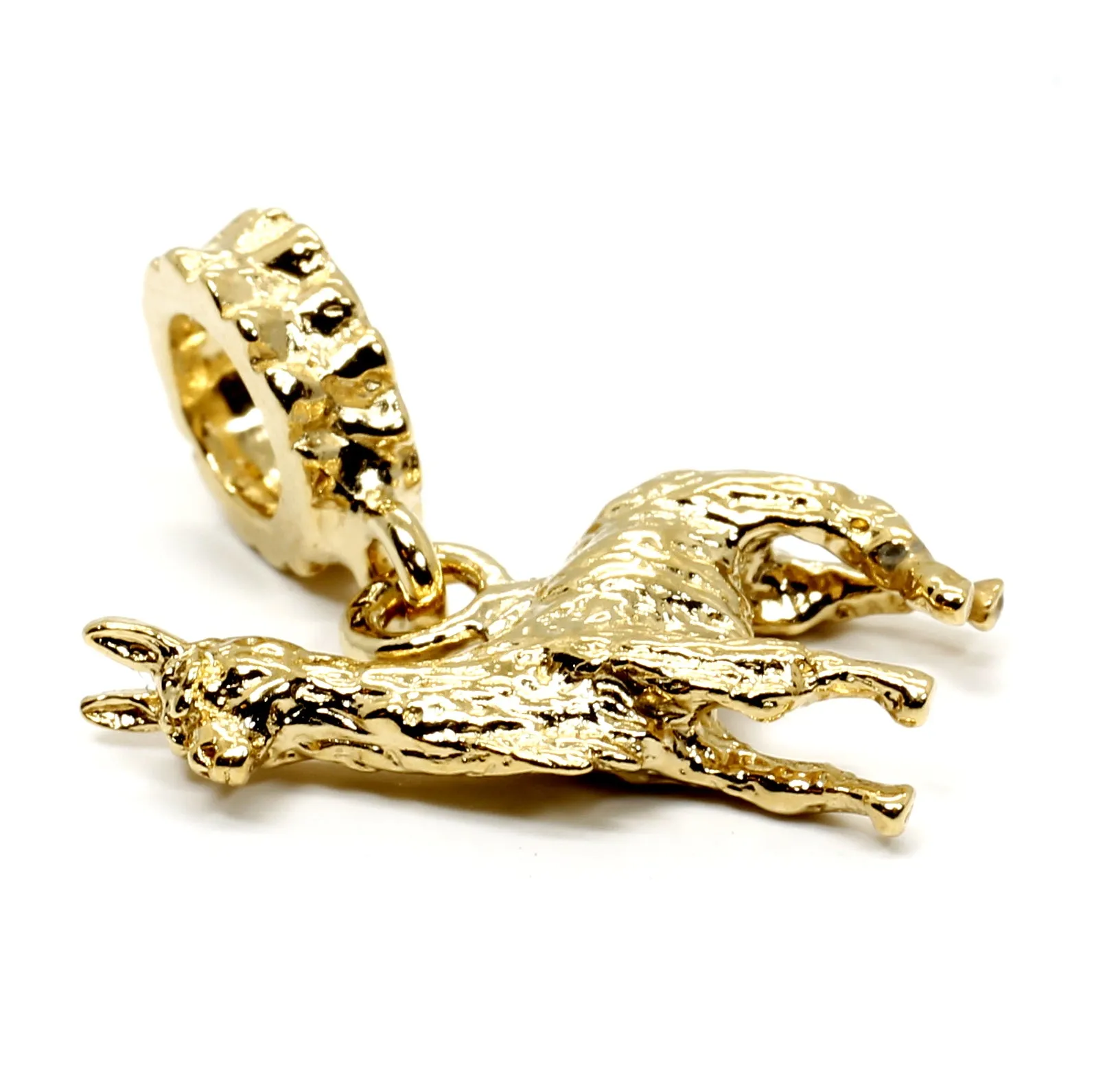 Gold Llama Slide Charm for Slide Bracelet made in 14kt Gold Vermeil