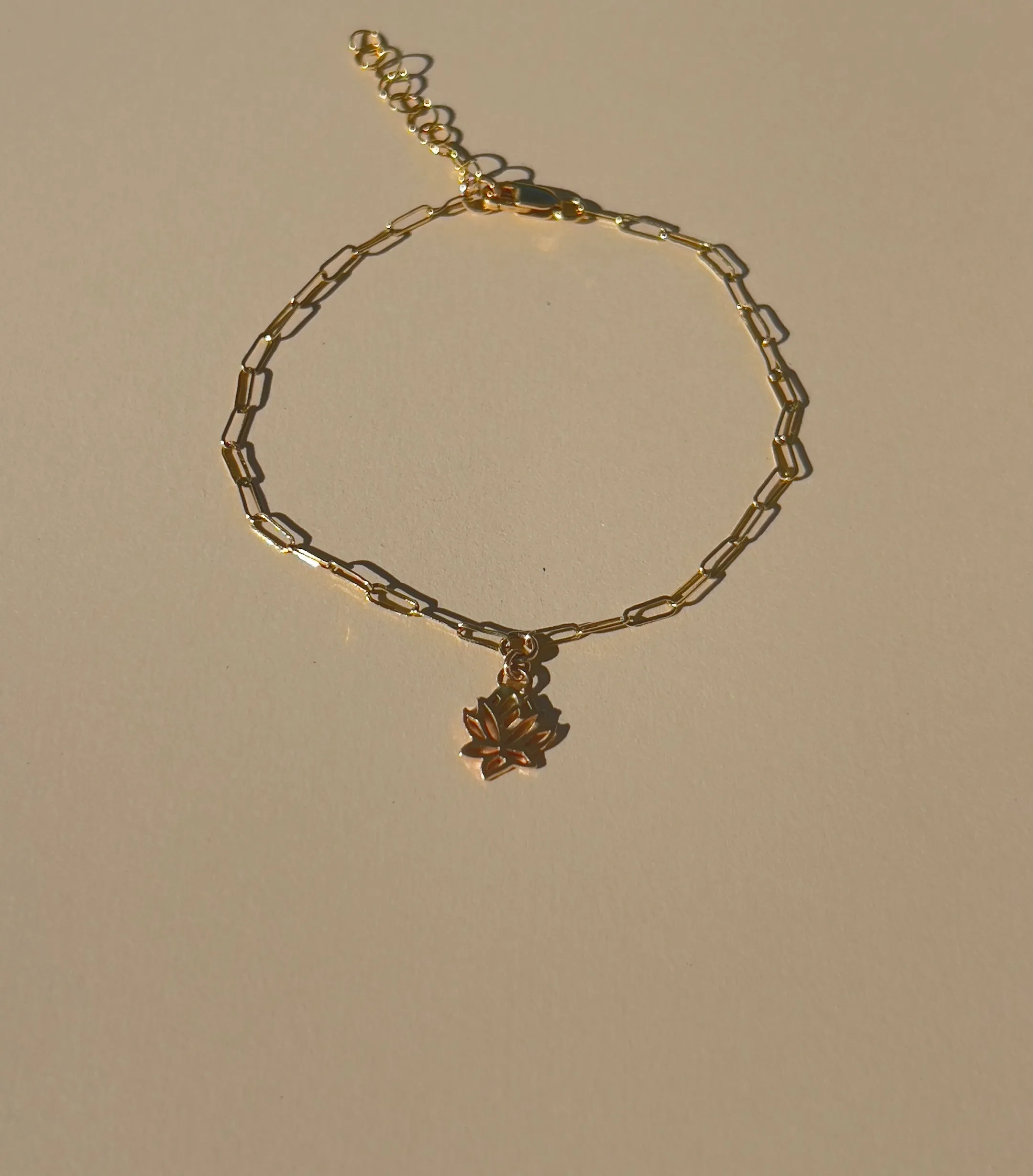 Gold Lotus Charm Bracelet
