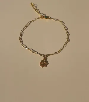 Gold Lotus Charm Bracelet