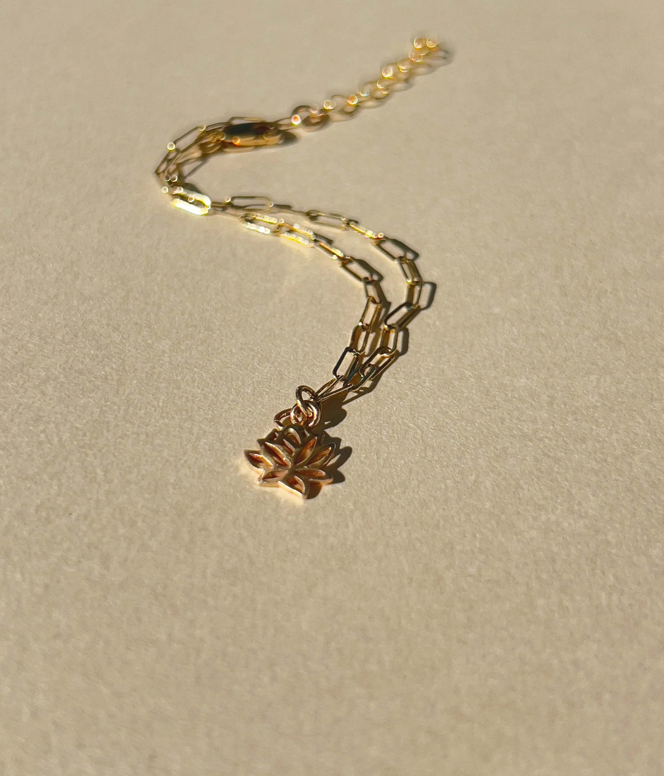 Gold Lotus Charm Bracelet