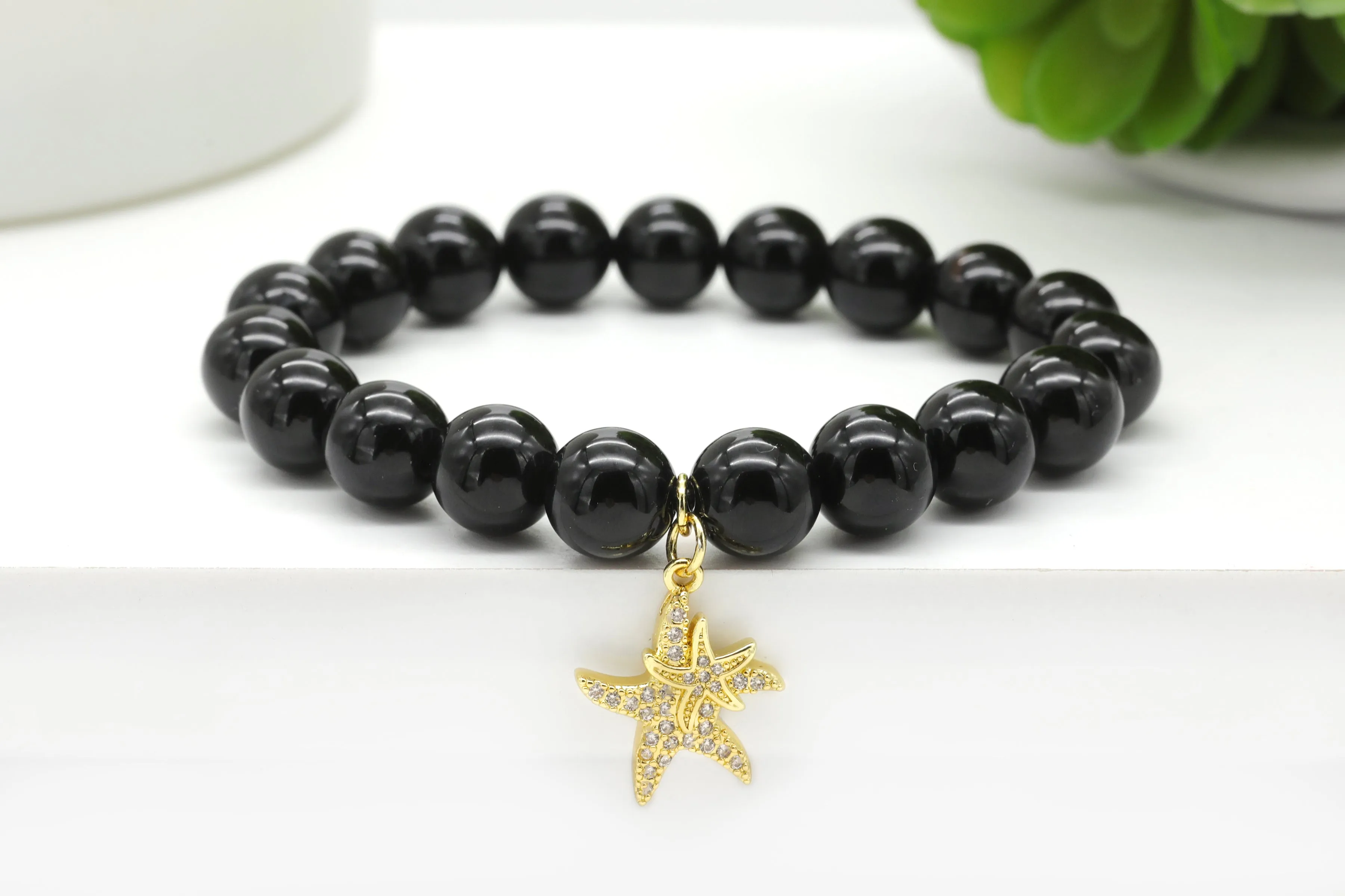 Gold Pave Double Starfish Charm