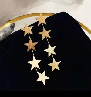 Gold Plated Raining Stars 4 Gold Star Link Earrings 200-04 | Erika Williner Designs