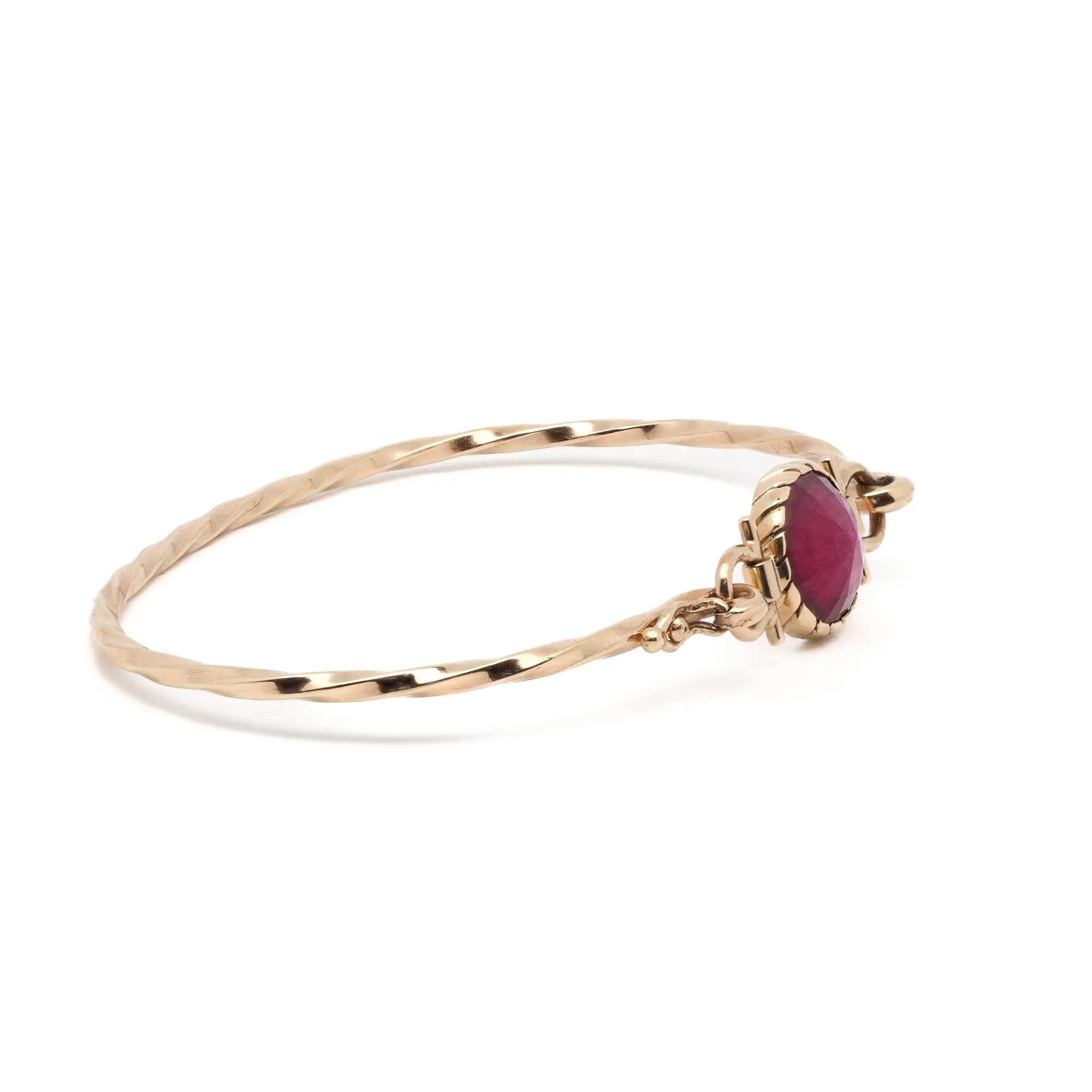 Gold Ruby Bangle Bracelet