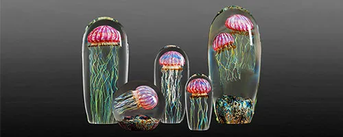 Gold Ruby Jellyfish Sculpture