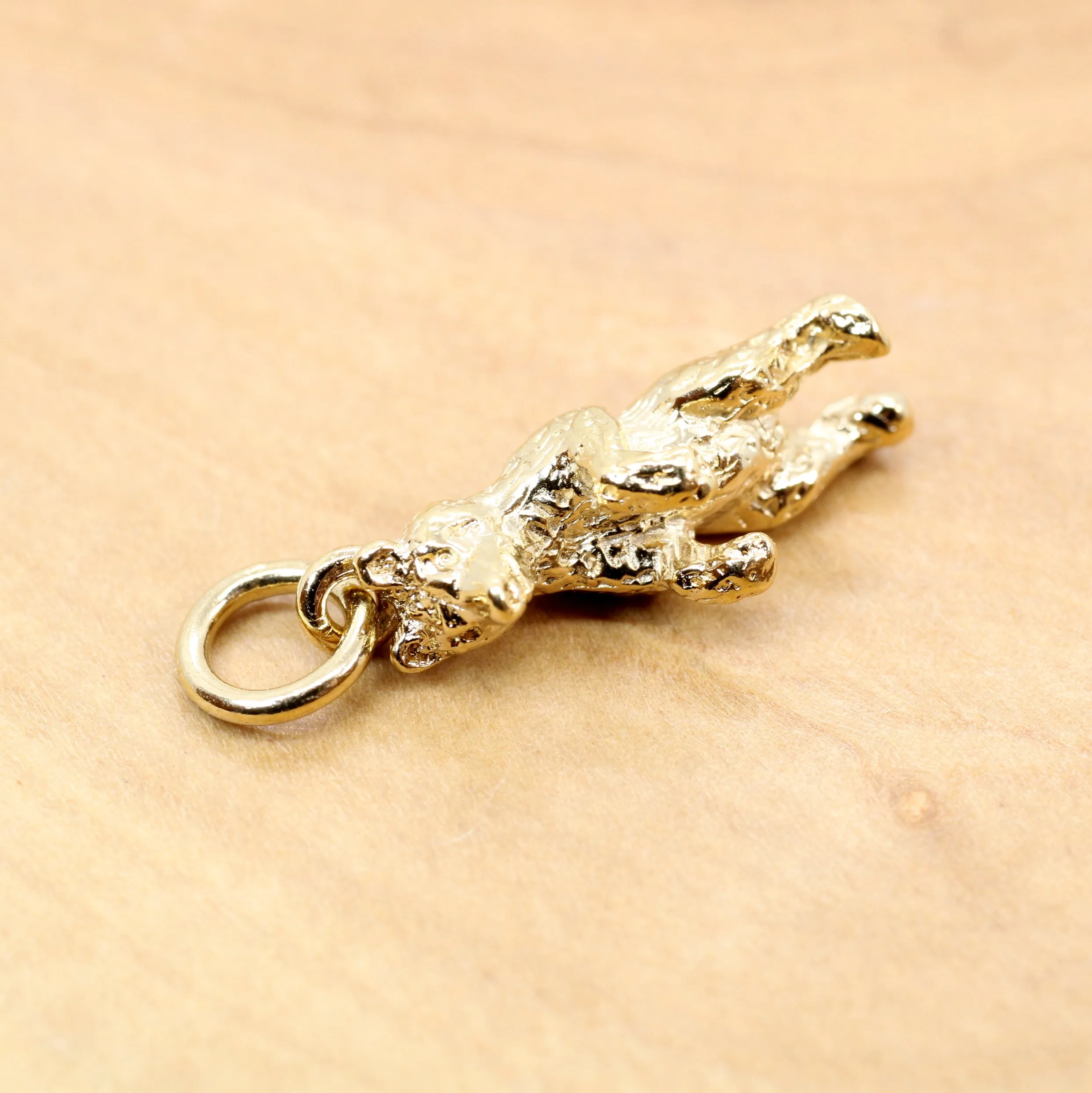 Gold Standing Bear Necklace or Charm made in 14kt gold vermeil