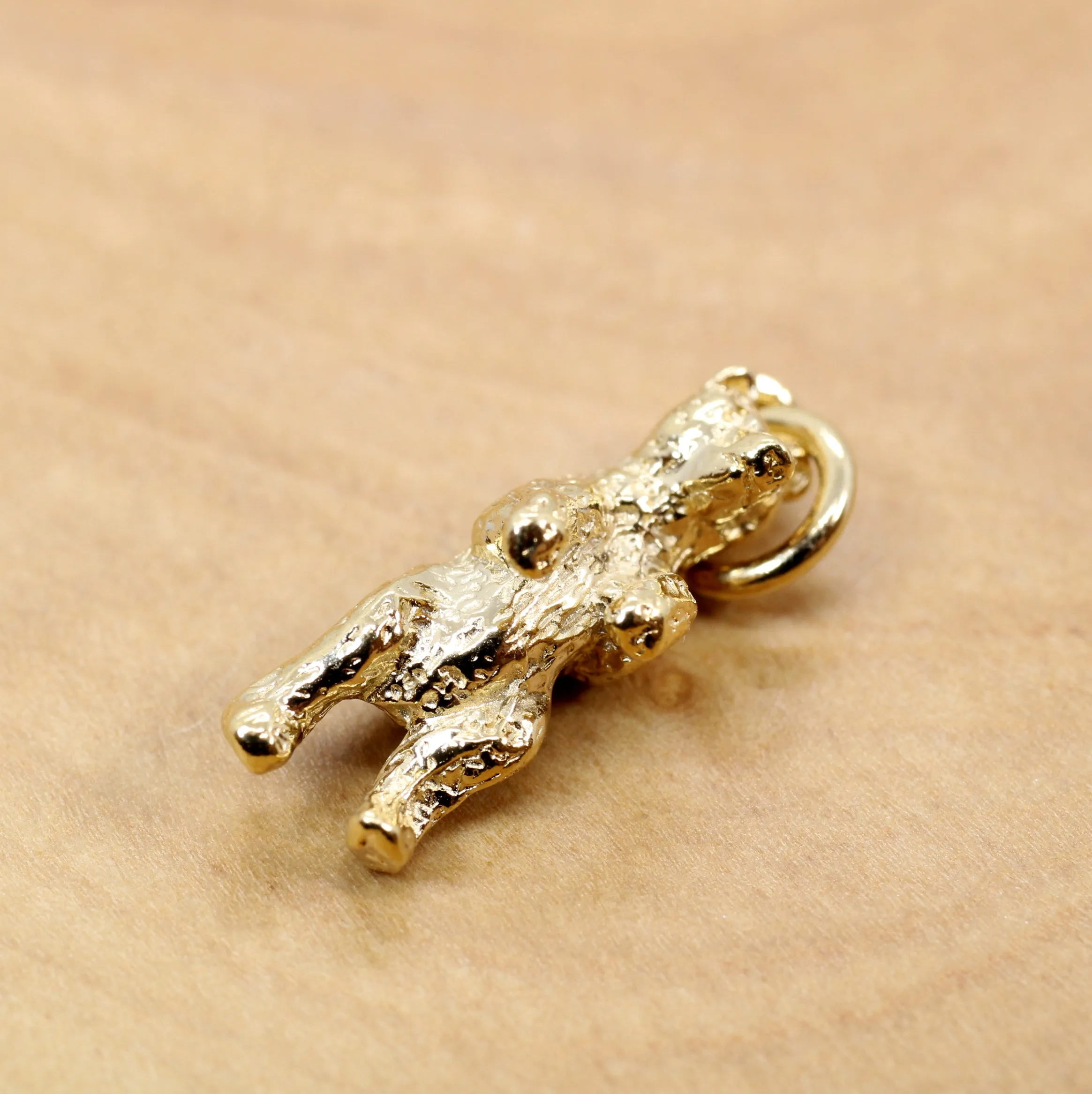 Gold Standing Bear Necklace or Charm made in 14kt gold vermeil
