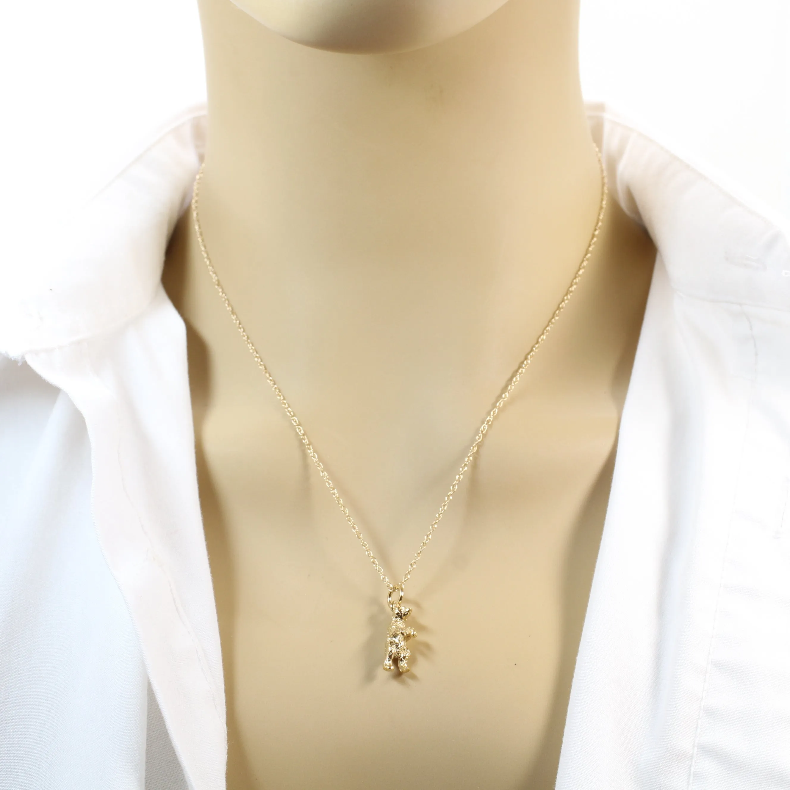 Gold Standing Bear Necklace or Charm made in 14kt gold vermeil