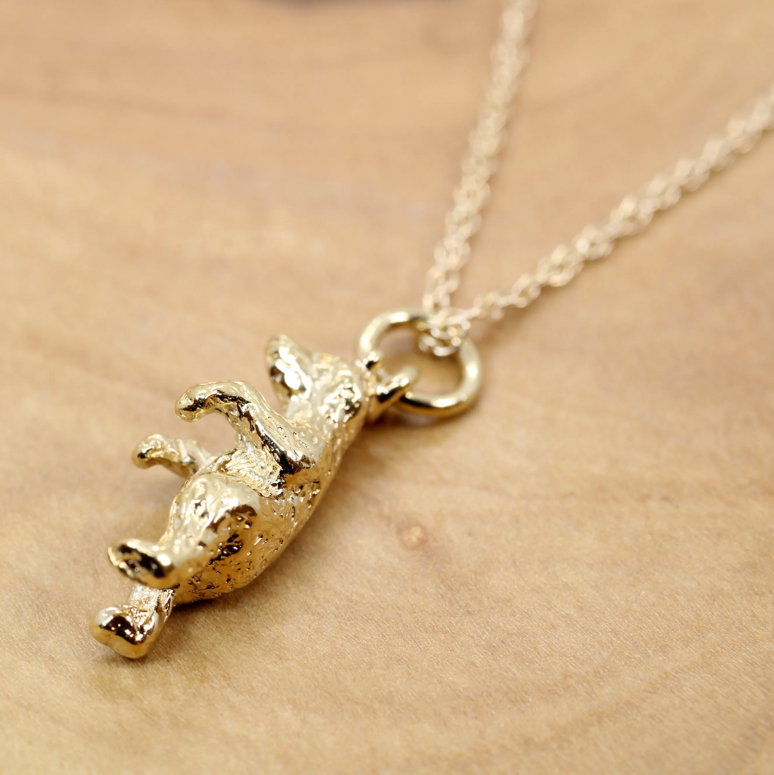 Gold Standing Bear Necklace or Charm made in 14kt gold vermeil