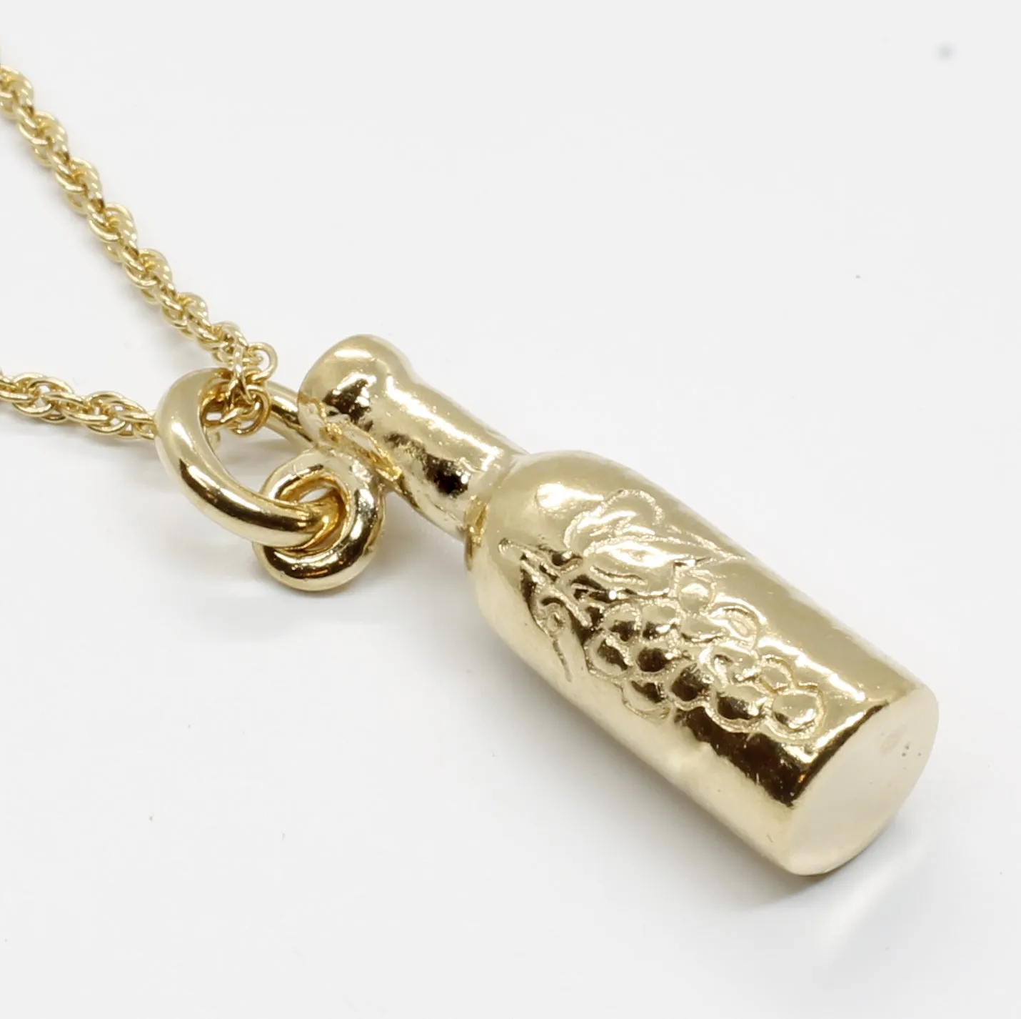 Gold Wine Bottle Necklace with 18" Chain for Wine Lover Gift