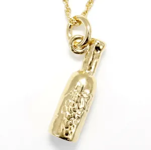 Gold Wine Bottle Necklace with 18" Chain for Wine Lover Gift