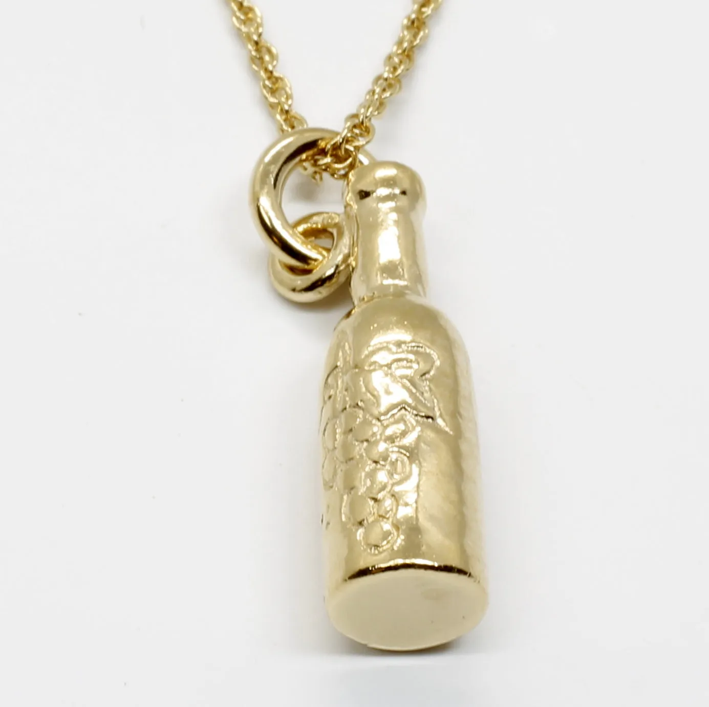 Gold Wine Bottle Necklace with 18" Chain for Wine Lover Gift