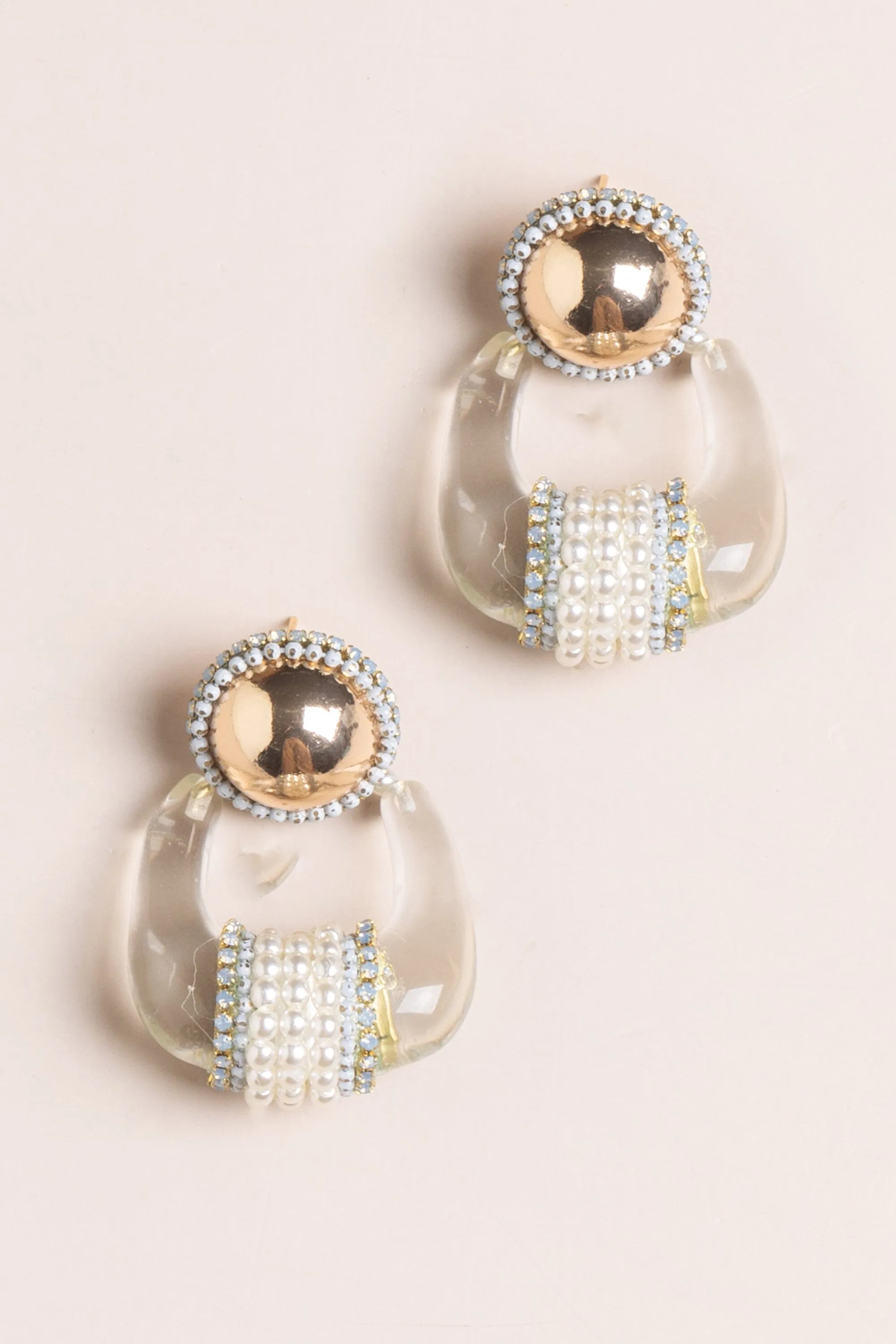 Golden Ball Crystal Earrings
