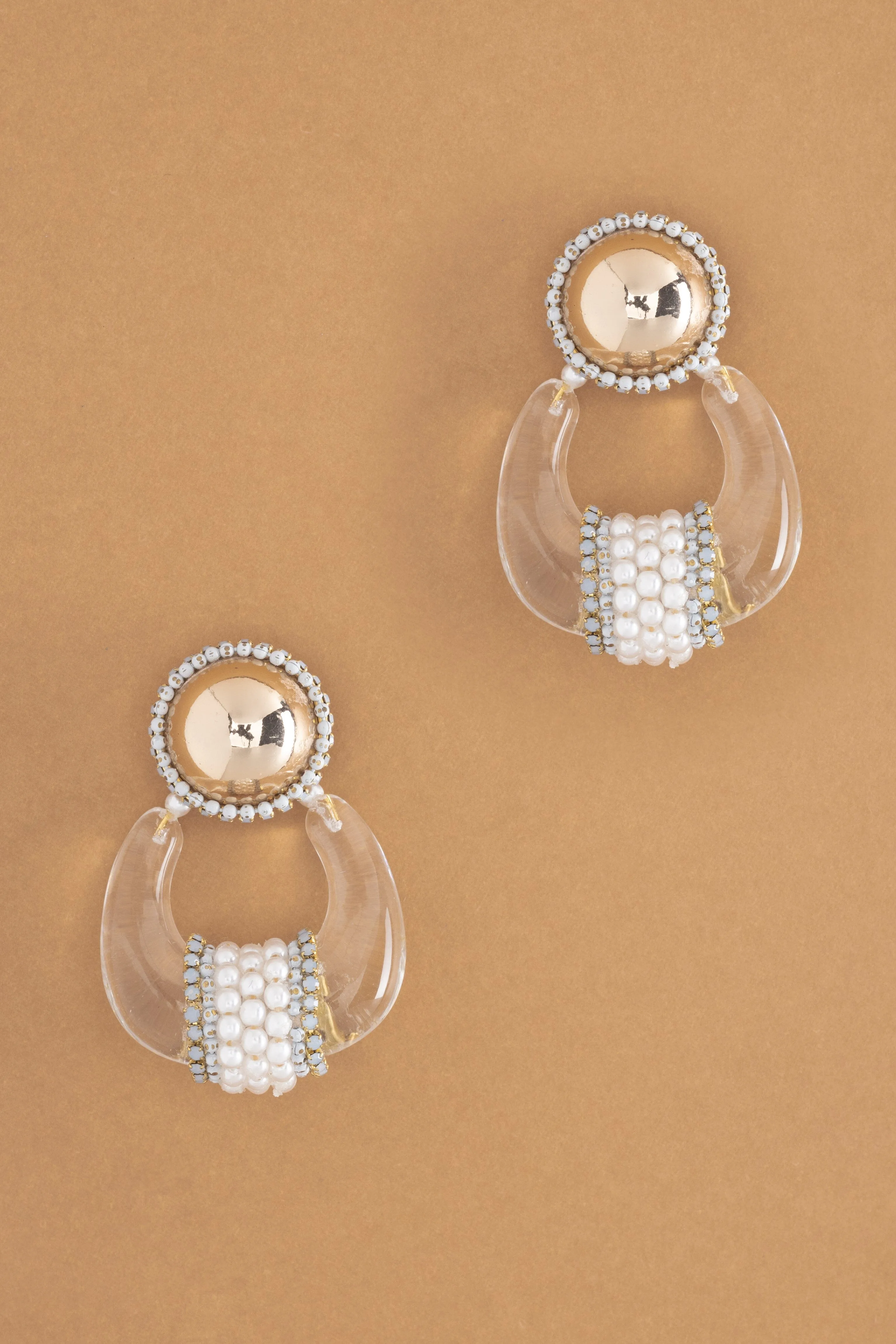 Golden Ball Crystal Earrings