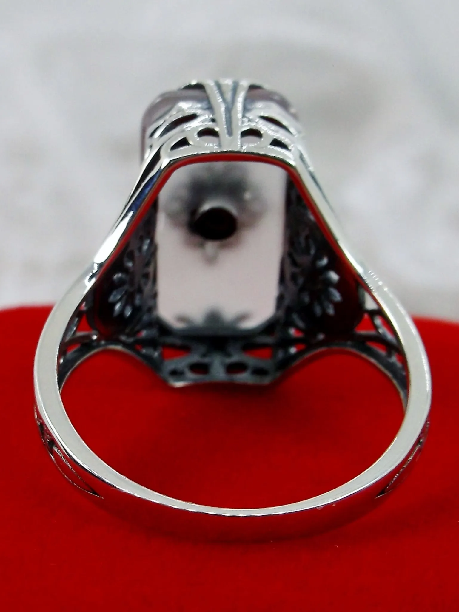 Grace Ring, Frosted Camphor Glass, Edwardian Style Jewelry #D233