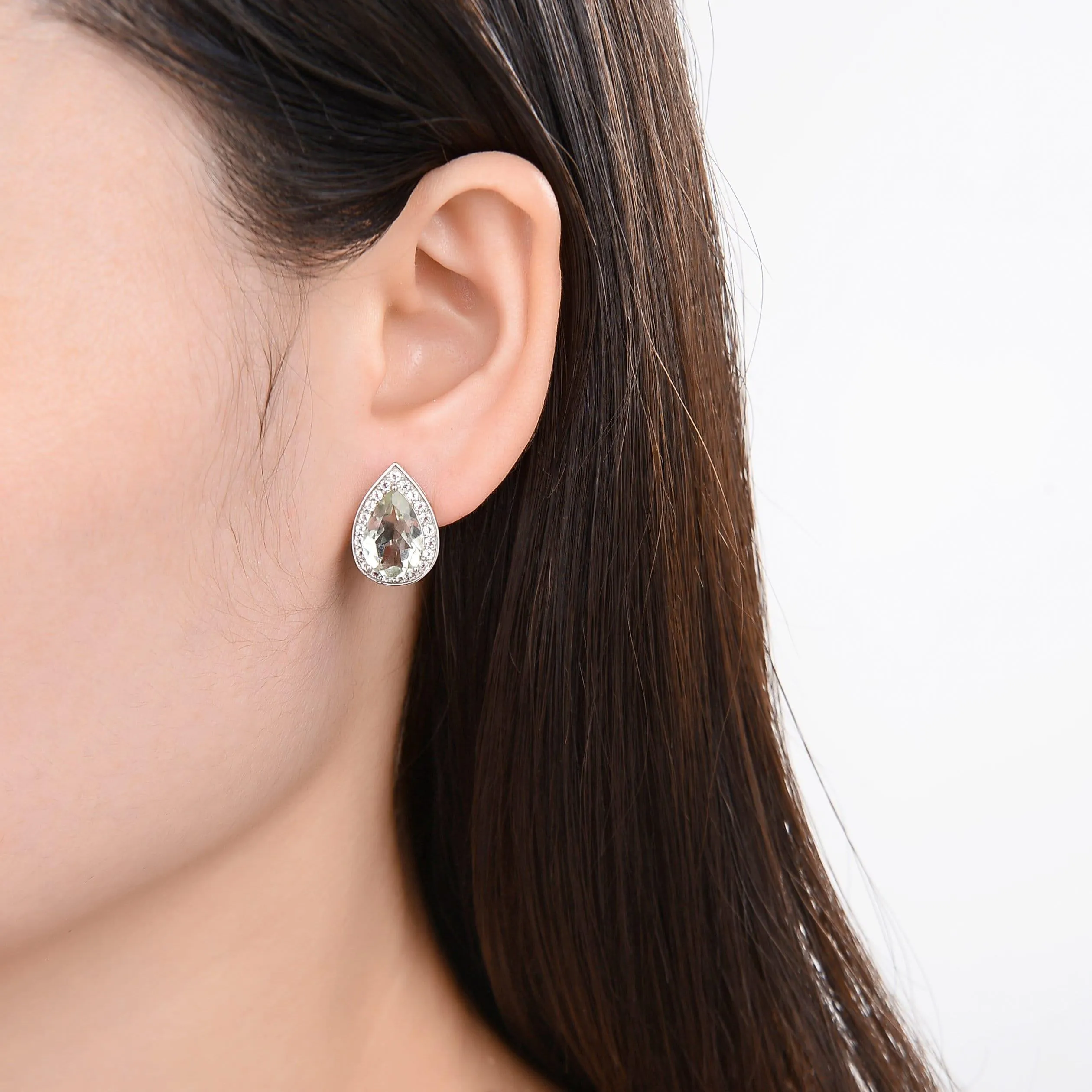 Green Amethyst Oval Earrings