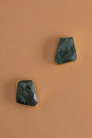 Green Geometric Stone Earrings
