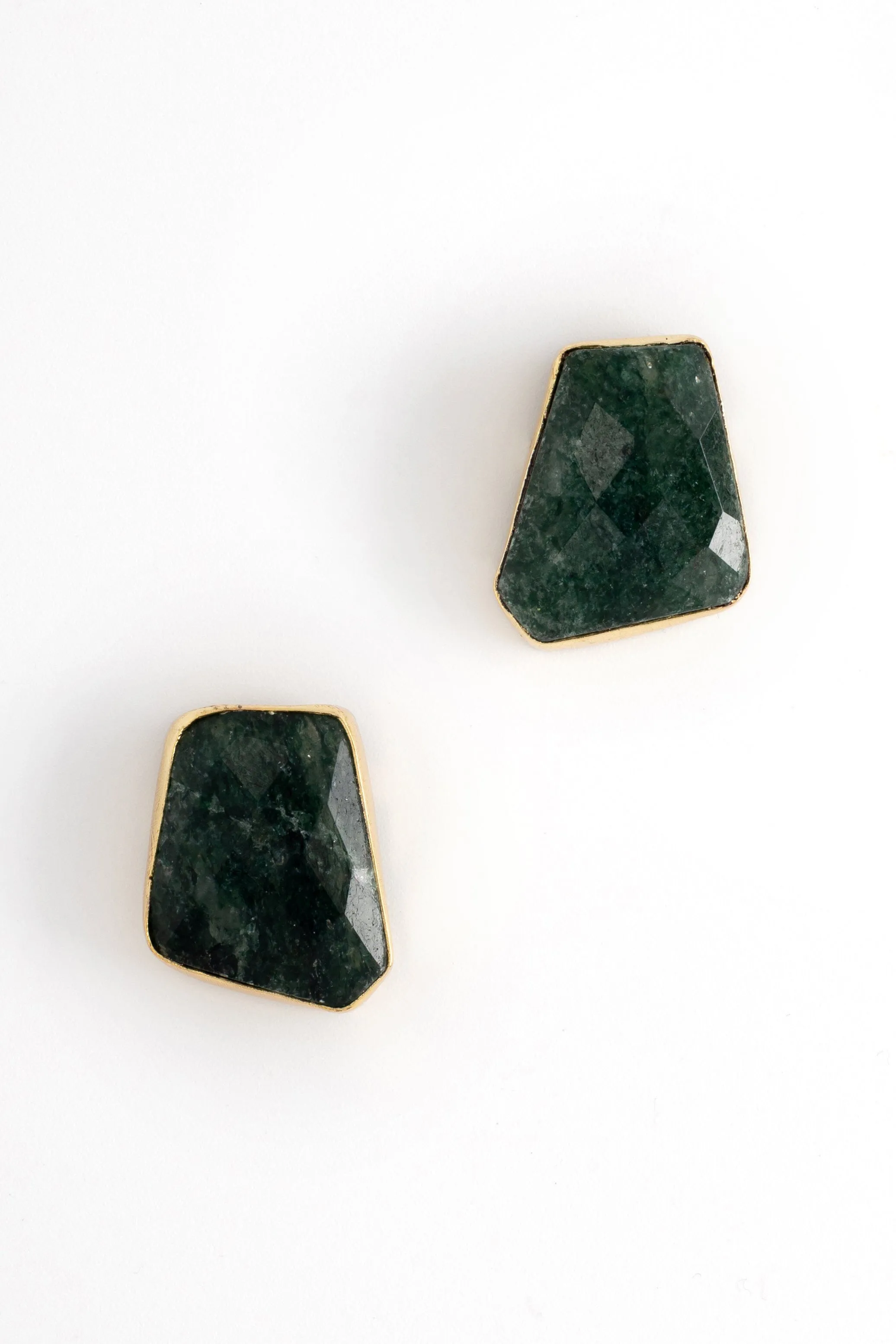 Green Geometric Stone Earrings