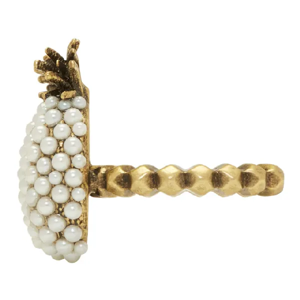 Gucci Pearl Pineapple Ring in Gold