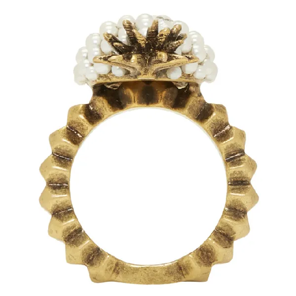 Gucci Pearl Pineapple Ring in Gold