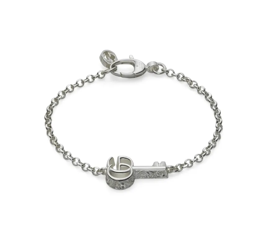 Gucci Silver Marmont GG Key Bracelet 6.5"