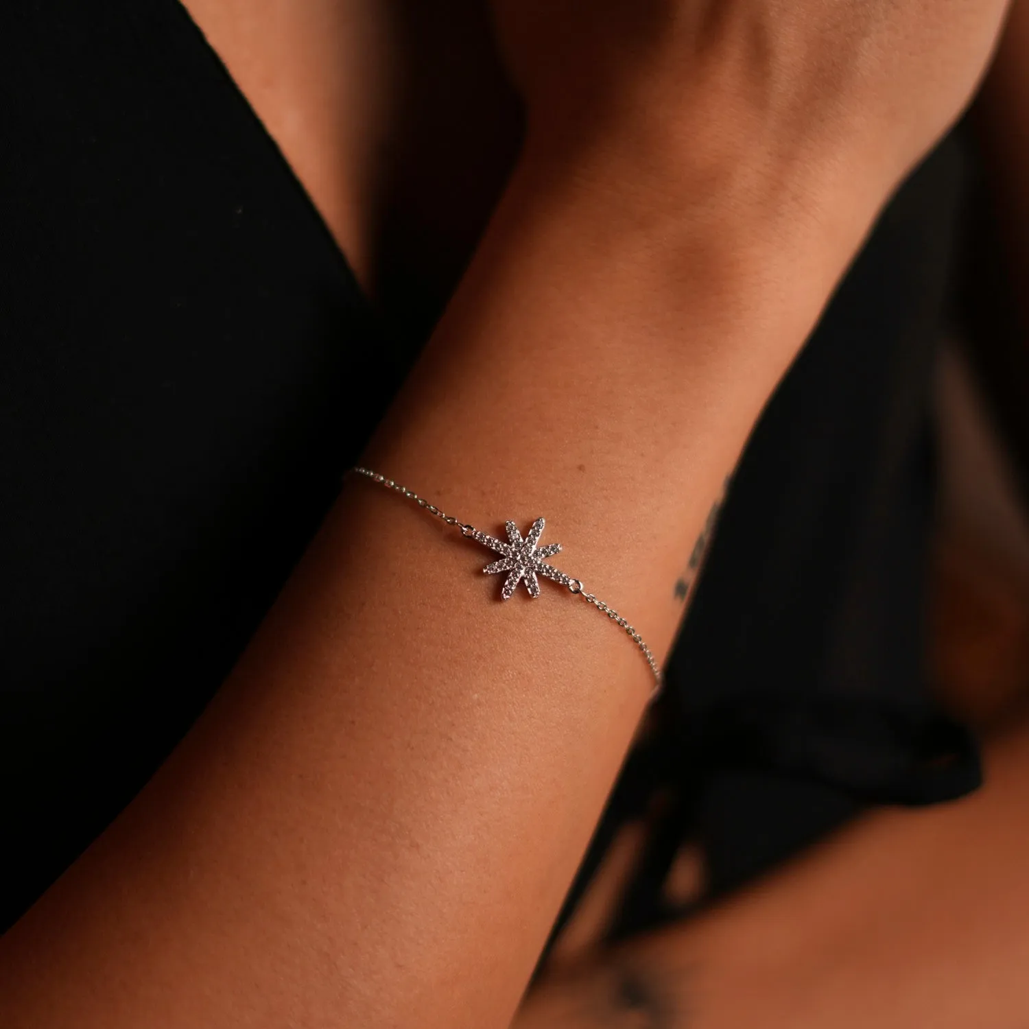 Guidance Star Sterling Silver & Diamond Chain Bracelet
