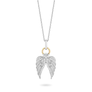 Hallmark Fine Jewelry Angel Wings Pendant in Sterling Silver & 14K Yellow Gold with Diamonds