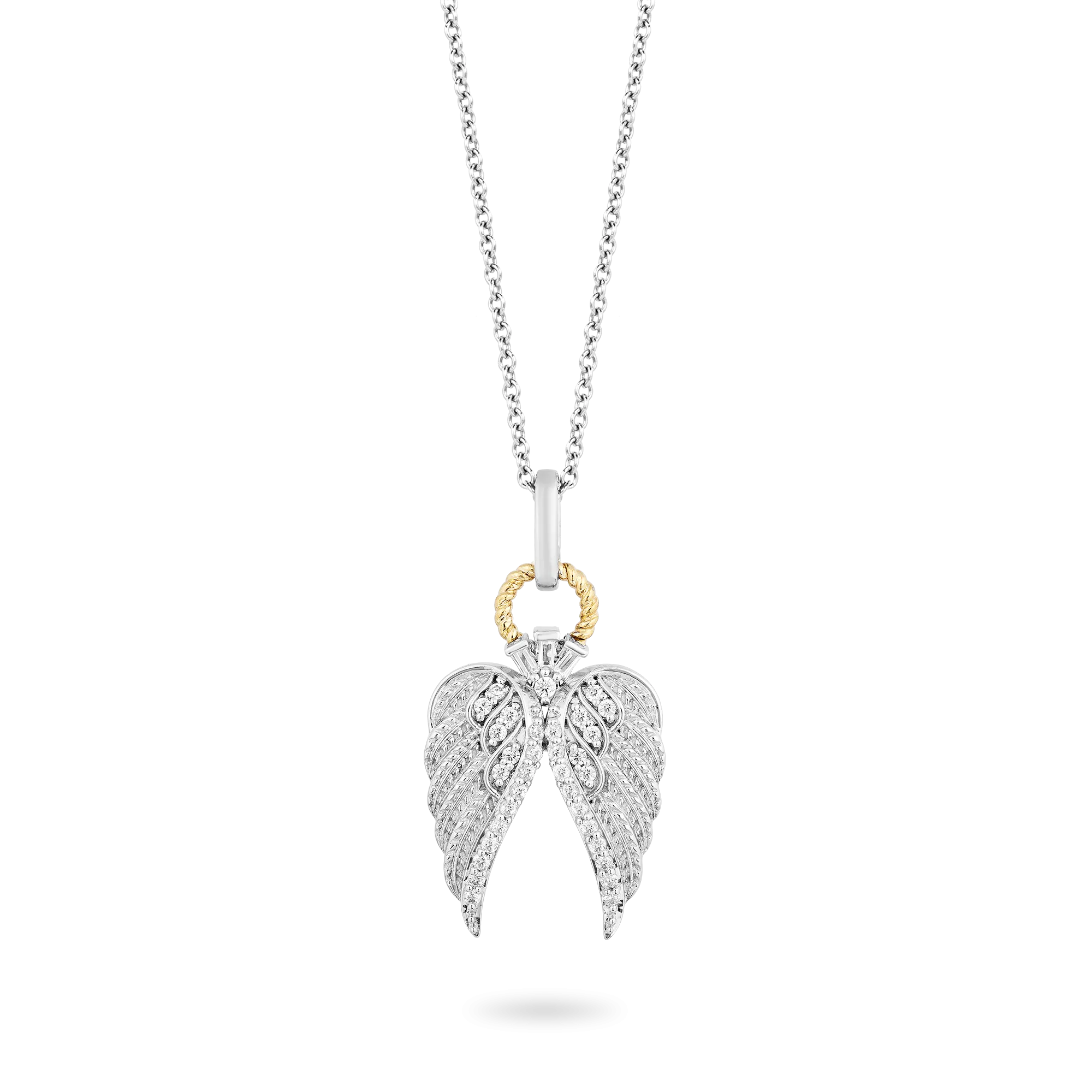Hallmark Fine Jewelry Angel Wings Pendant in Sterling Silver & 14K Yellow Gold with Diamonds