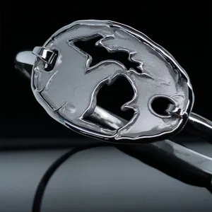 Hand Carved Michigan Bangle Bracelet in Silver