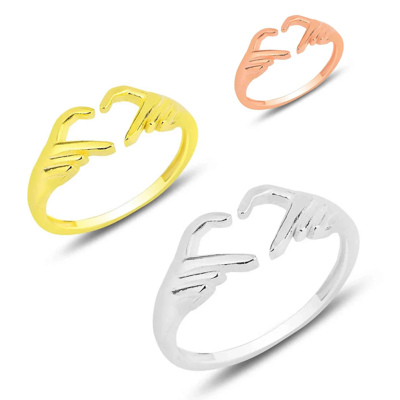 Hand Heart Gesture Ring 925K Silver Creative Jewelry