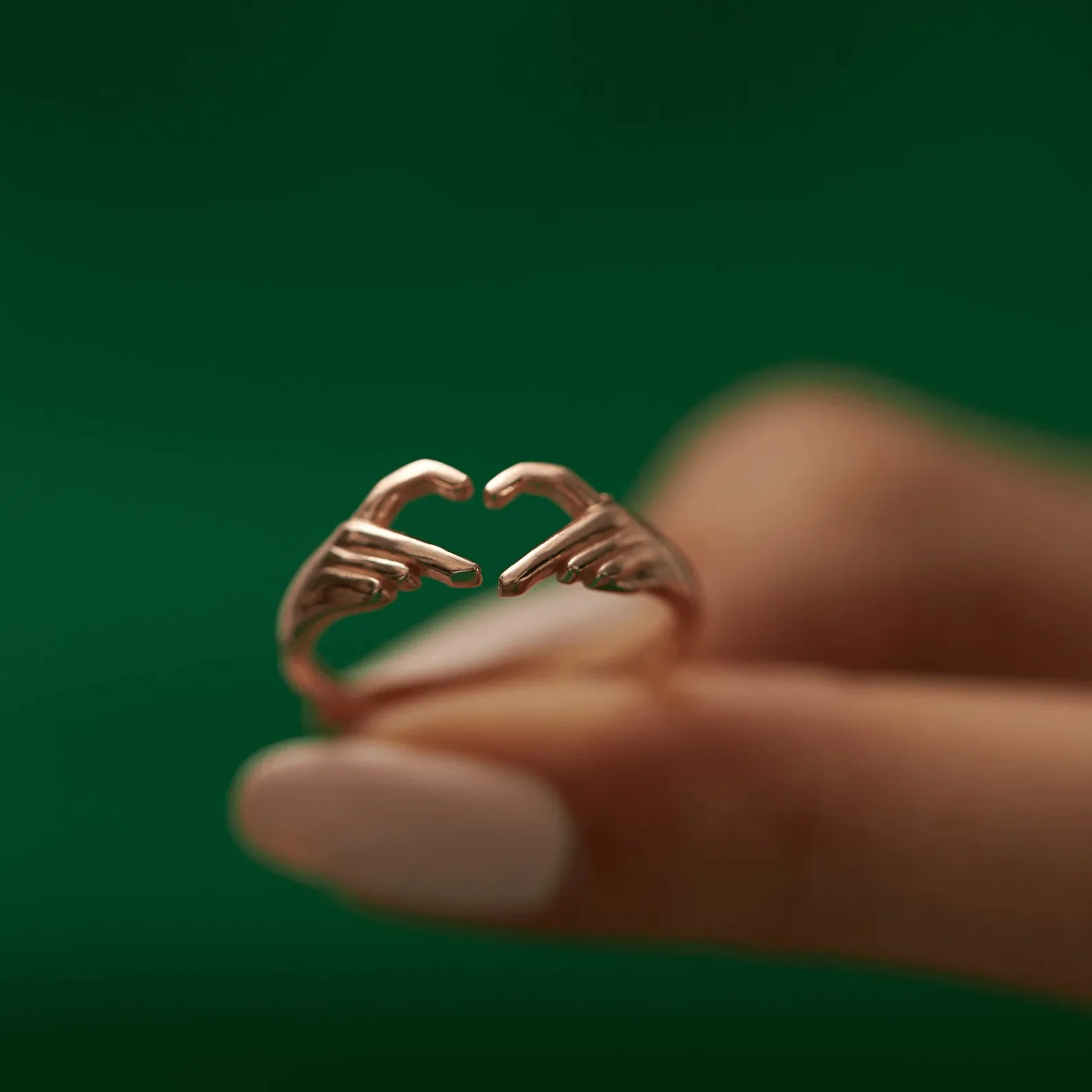 Hand Heart Gesture Ring 925K Silver Creative Jewelry