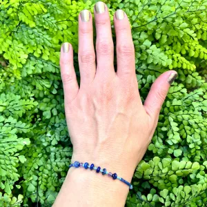 Hand Knotted Lapis, Amethyst and Turquoise Bead Bracelet