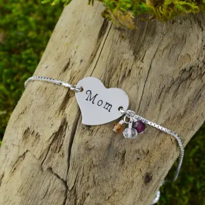 Heart Bracelet with Name and Birthstone