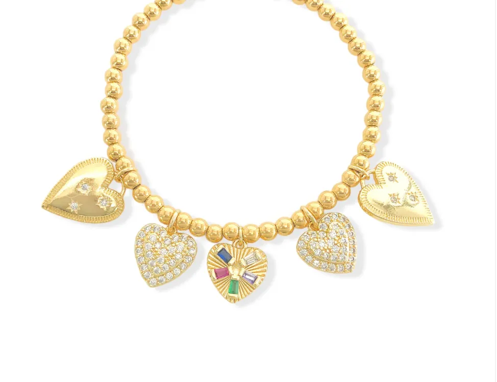 Heart Gold Stretch Bracelet