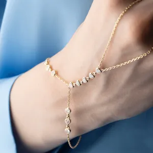 Heart Hand Chain Bracelet Gold Plated Sterling Silver