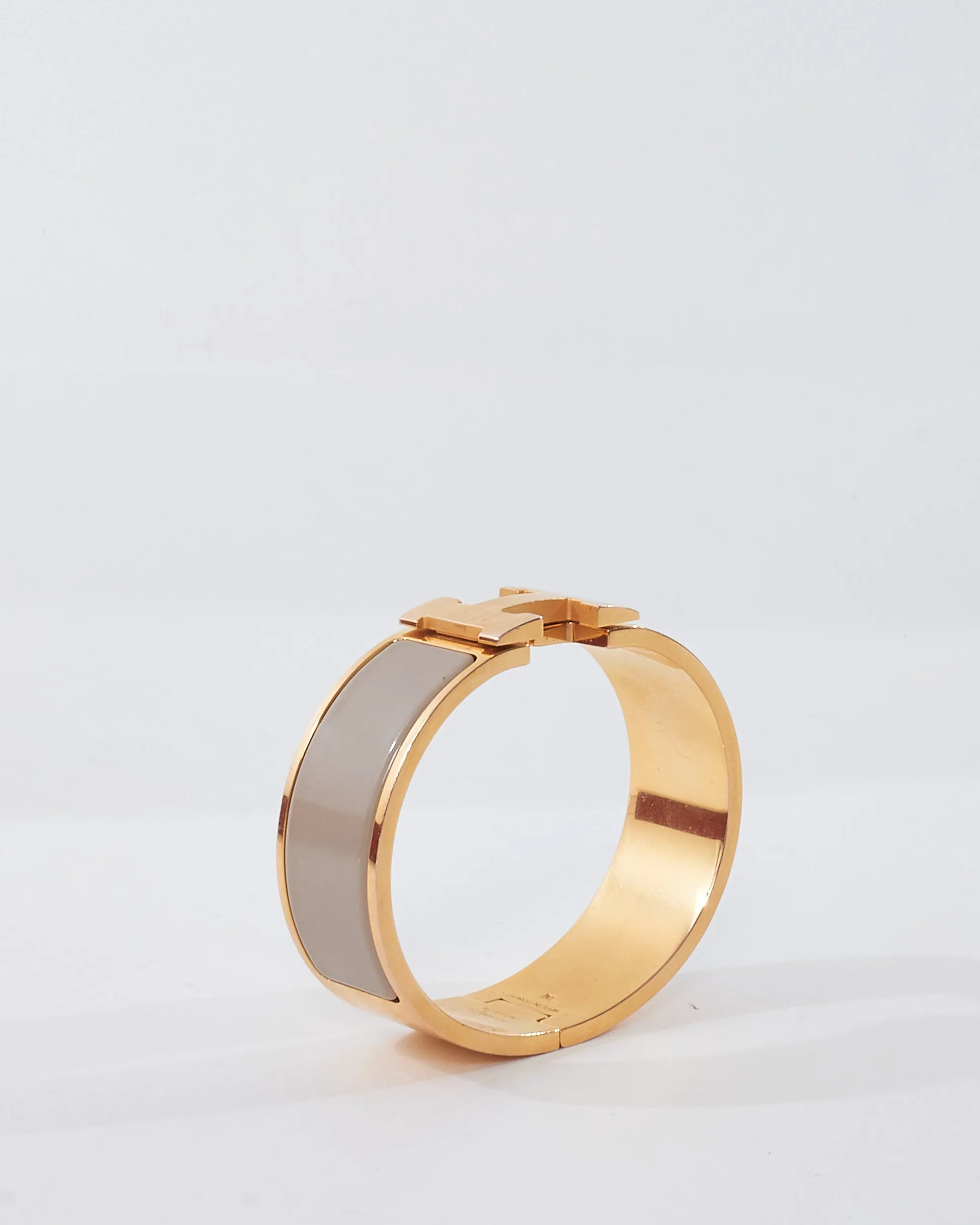 Hermès Gold Marron Glacé Metal Clic Clac Bracelet GM