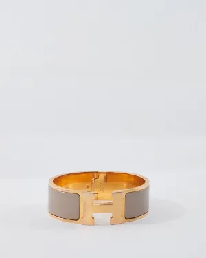 Hermès Gold Marron Glacé Metal Clic Clac Bracelet GM
