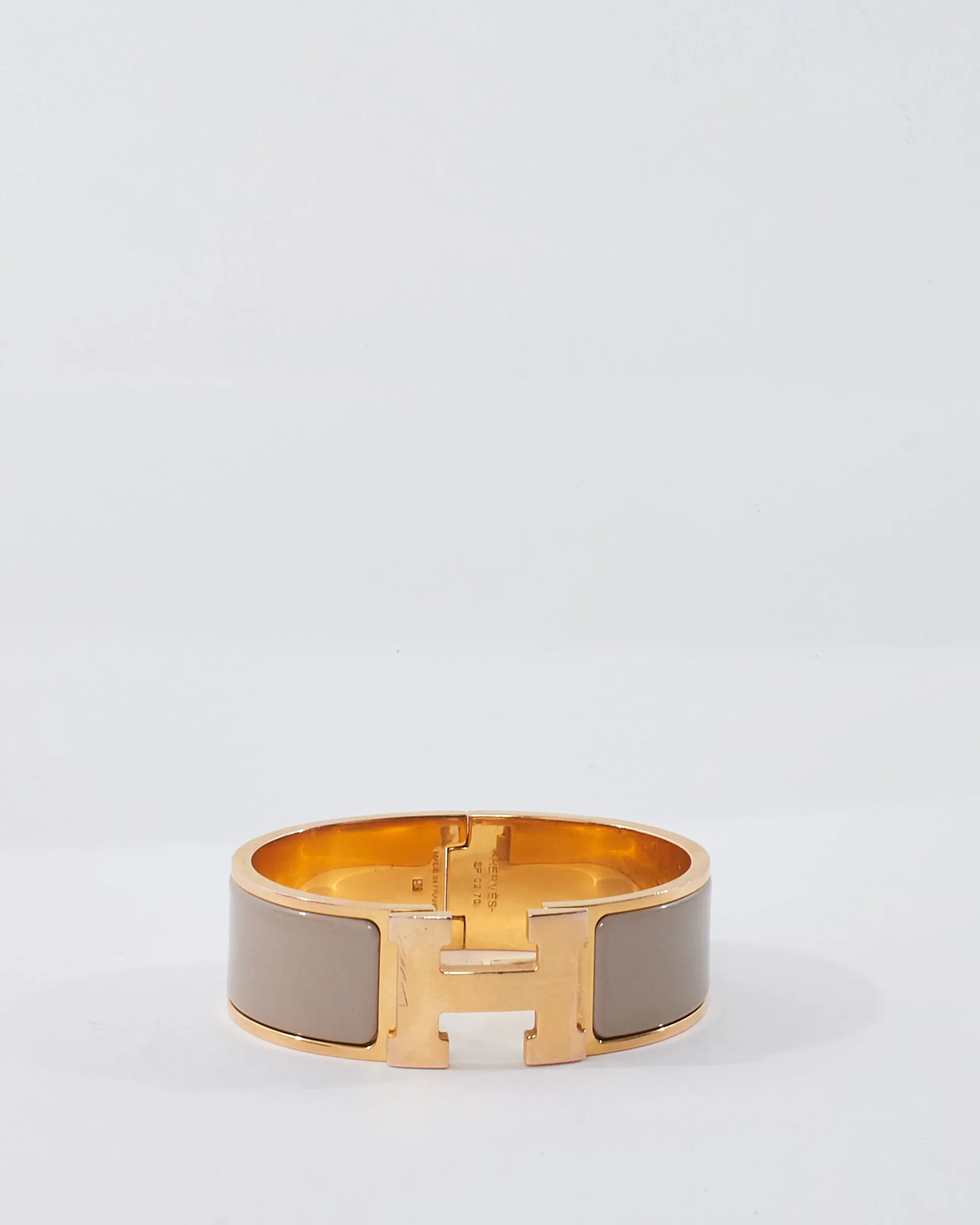 Hermès Gold Marron Glacé Metal Clic Clac Bracelet GM