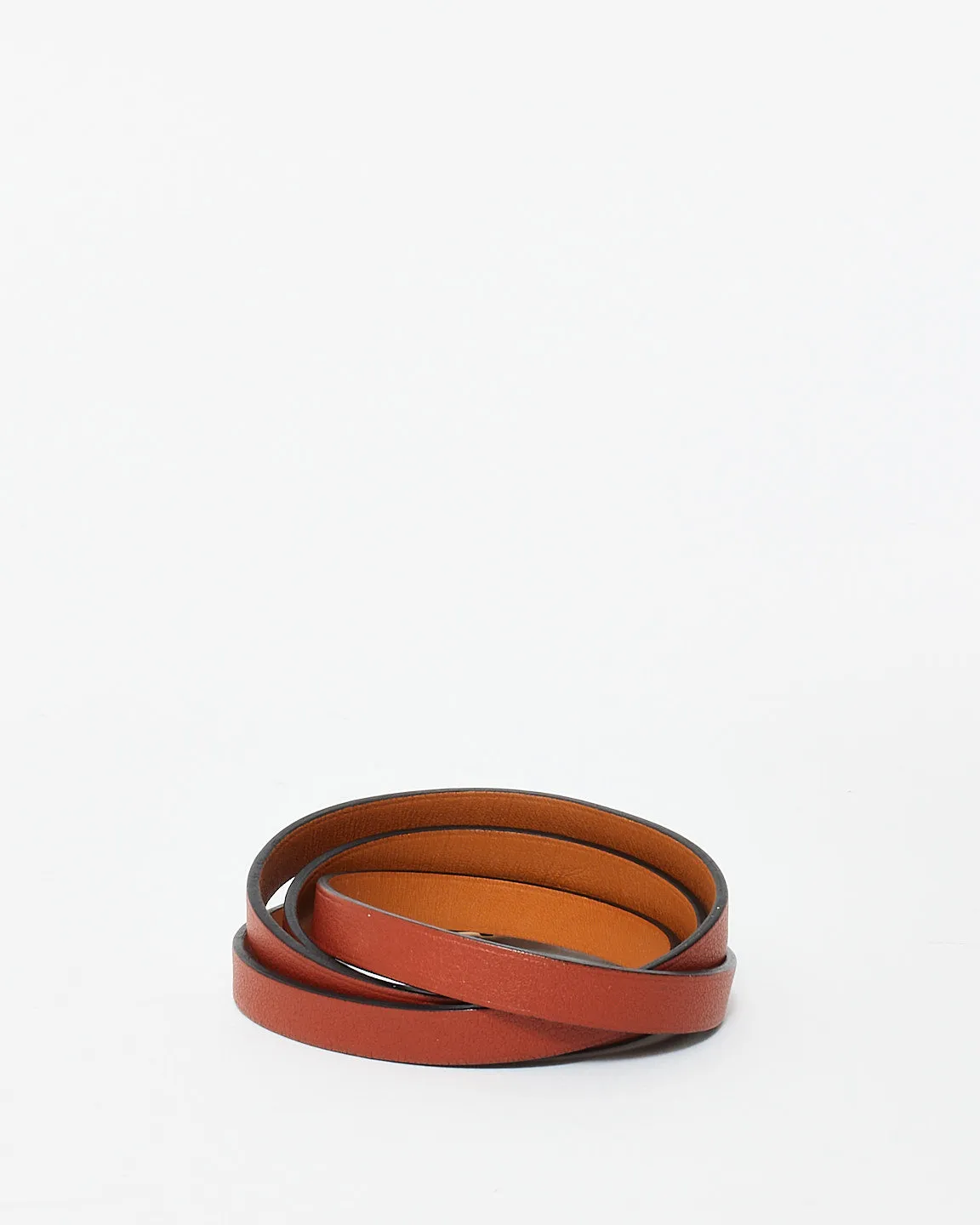 Hermès Rust Leather Double Tour Be Hapi Bracelet - S