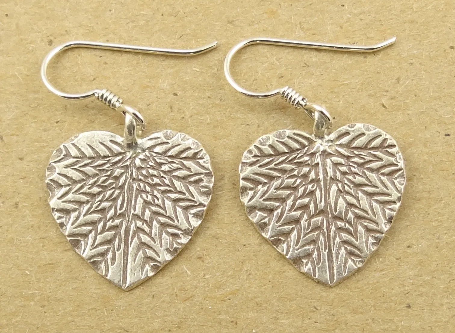 Hill Tribe Silver Heart-Shaped Leaf Earrings