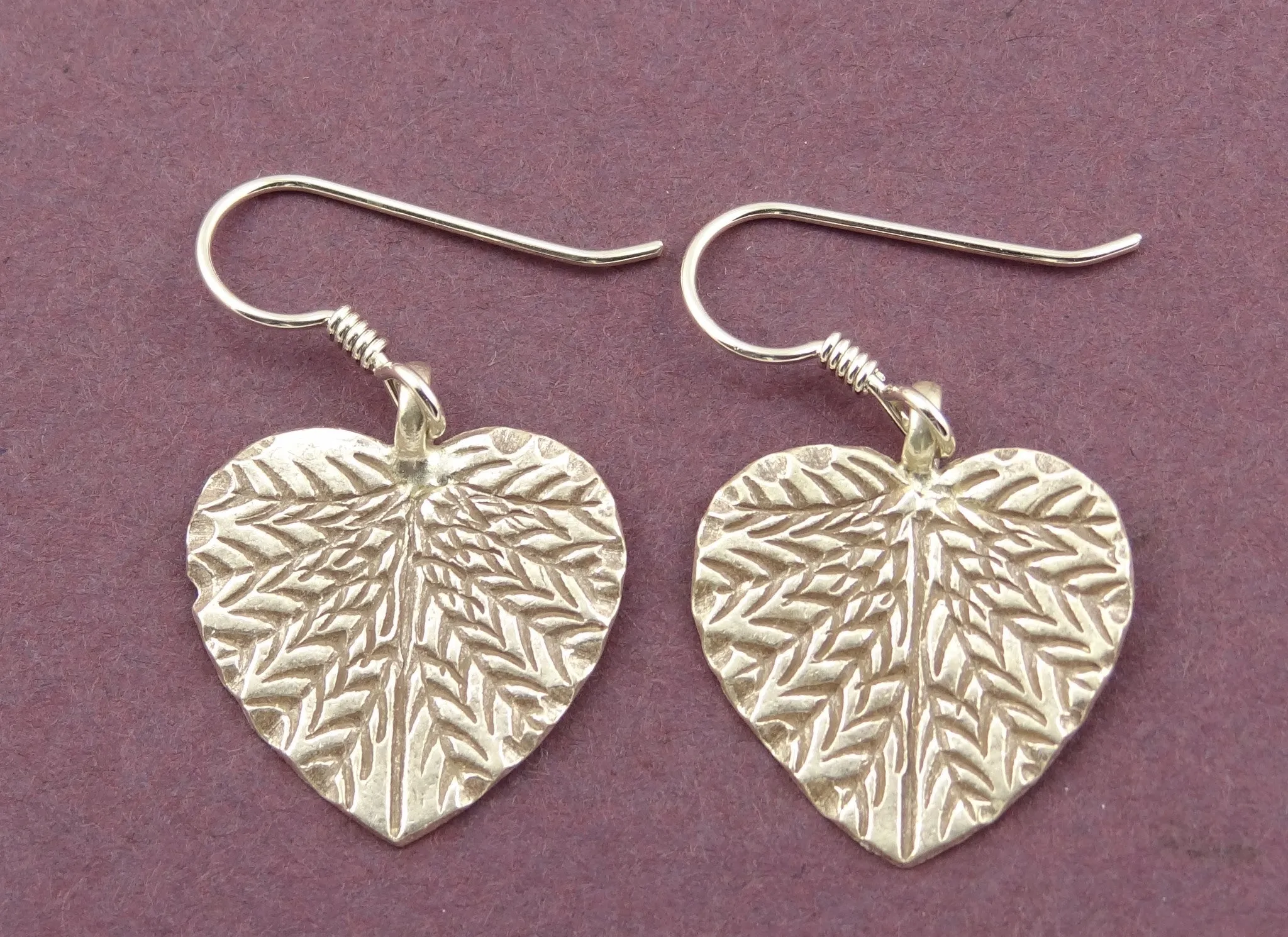 Hill Tribe Silver Heart-Shaped Leaf Earrings
