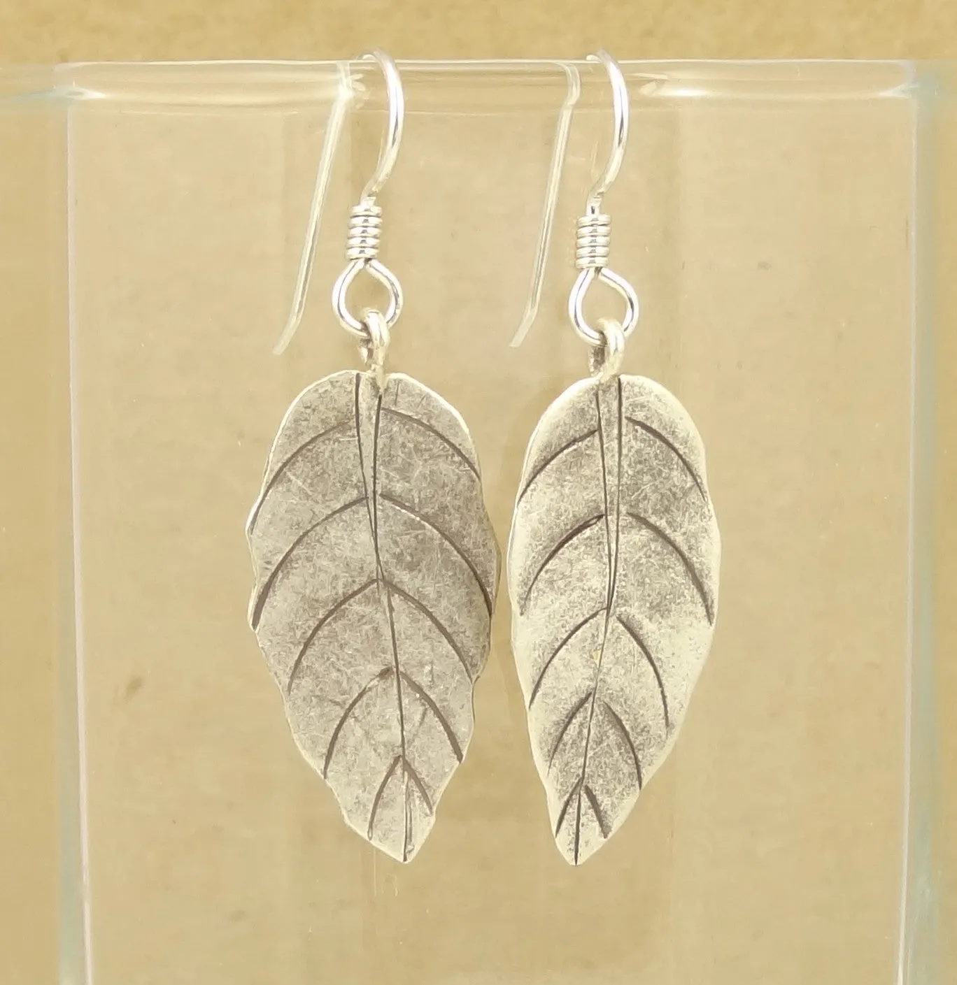 Hill Tribe Silver Long Leaf Earrings