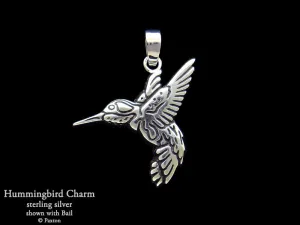 Hummingbird Charm Necklace Sterling Silver
