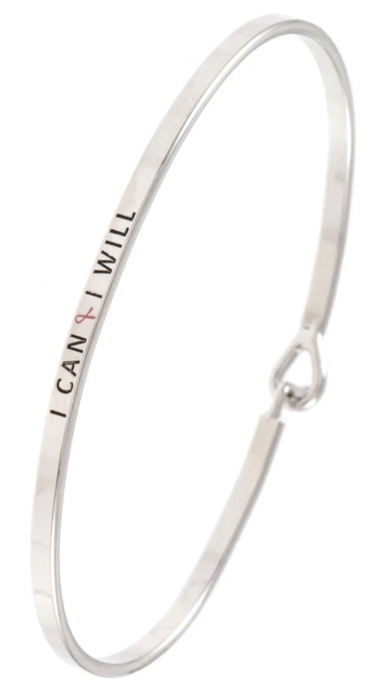 “I can I will” Inspirational Bangle Bracelet