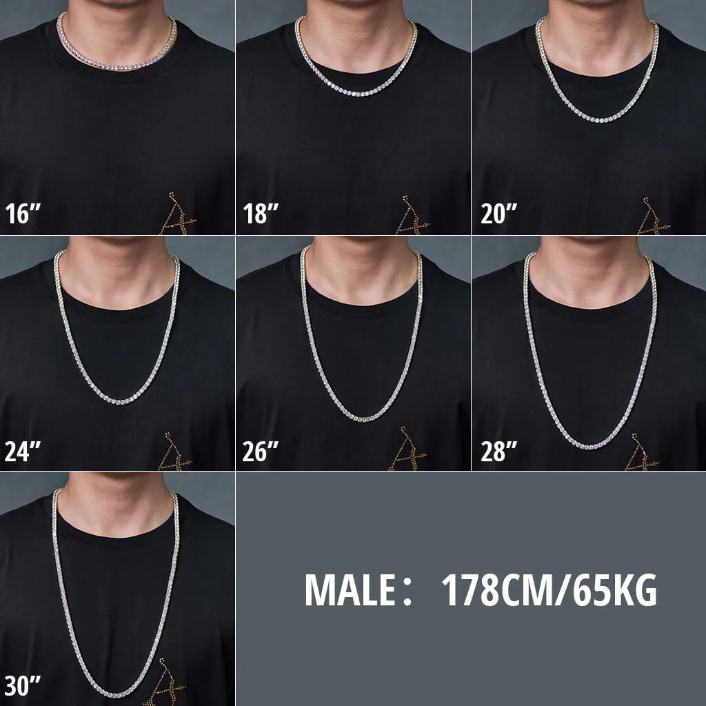 Iced White Gold Tennis Chain - 5mm