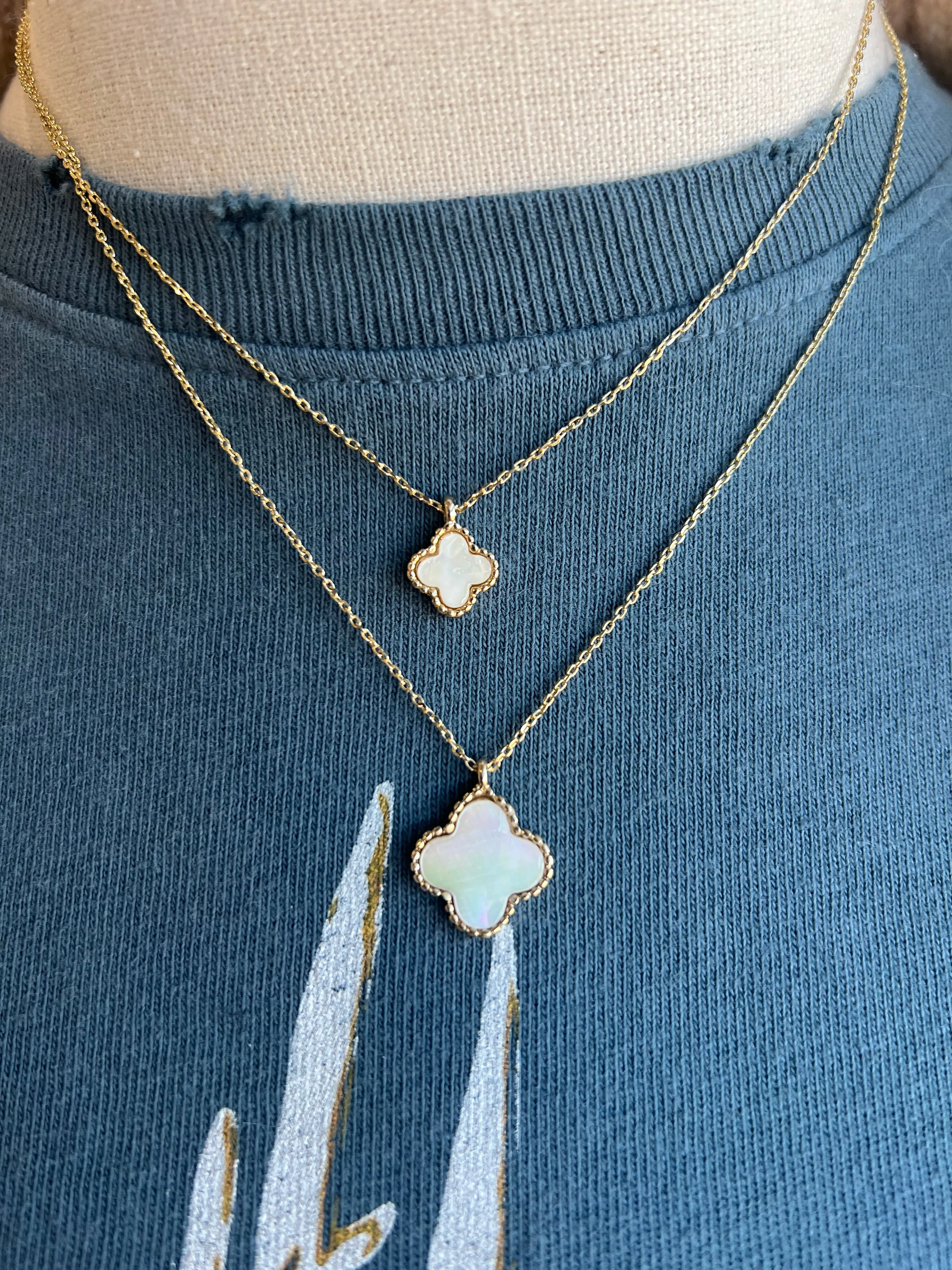 India Double Clover Necklace in Gold