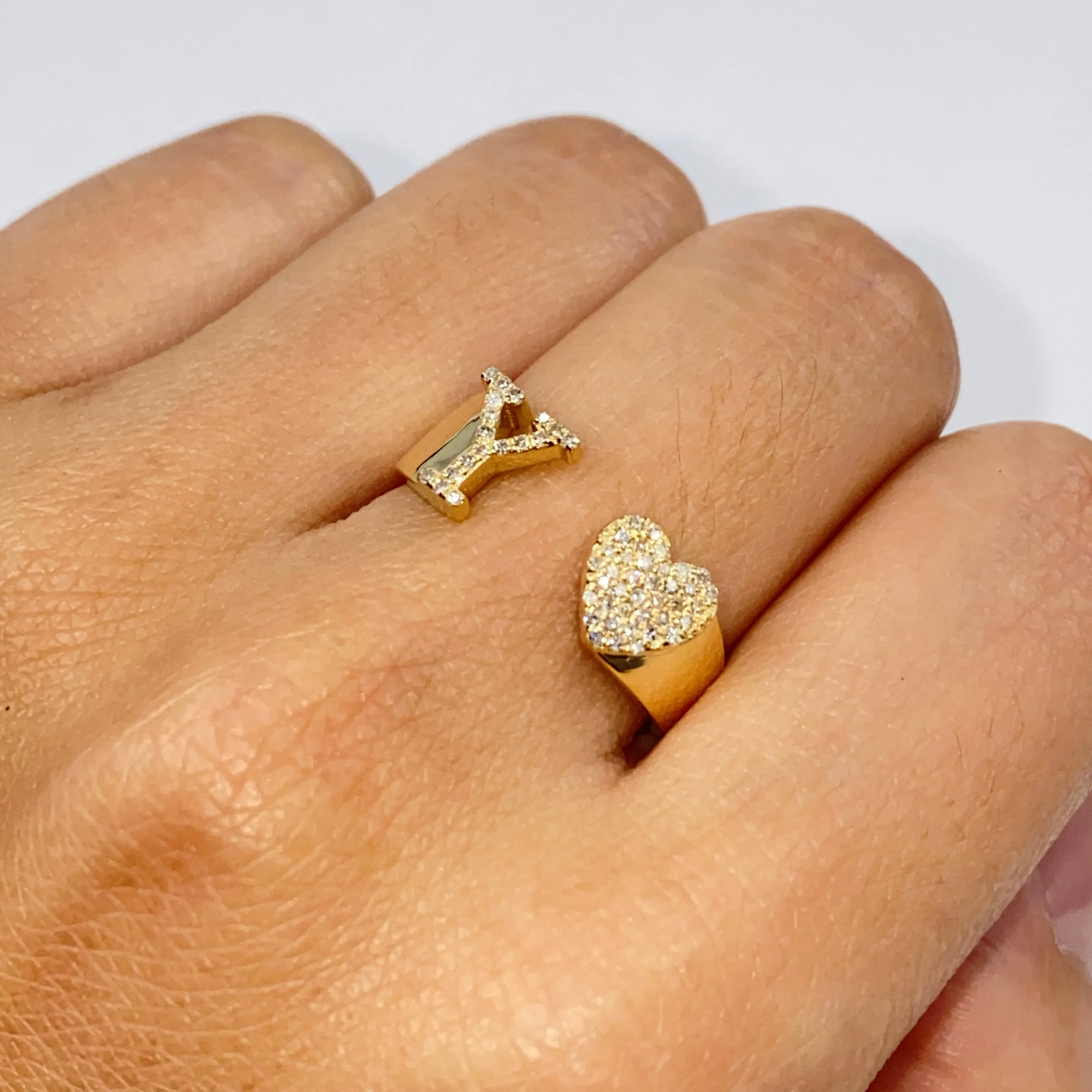 Initial Letter Heart Diamond Ring