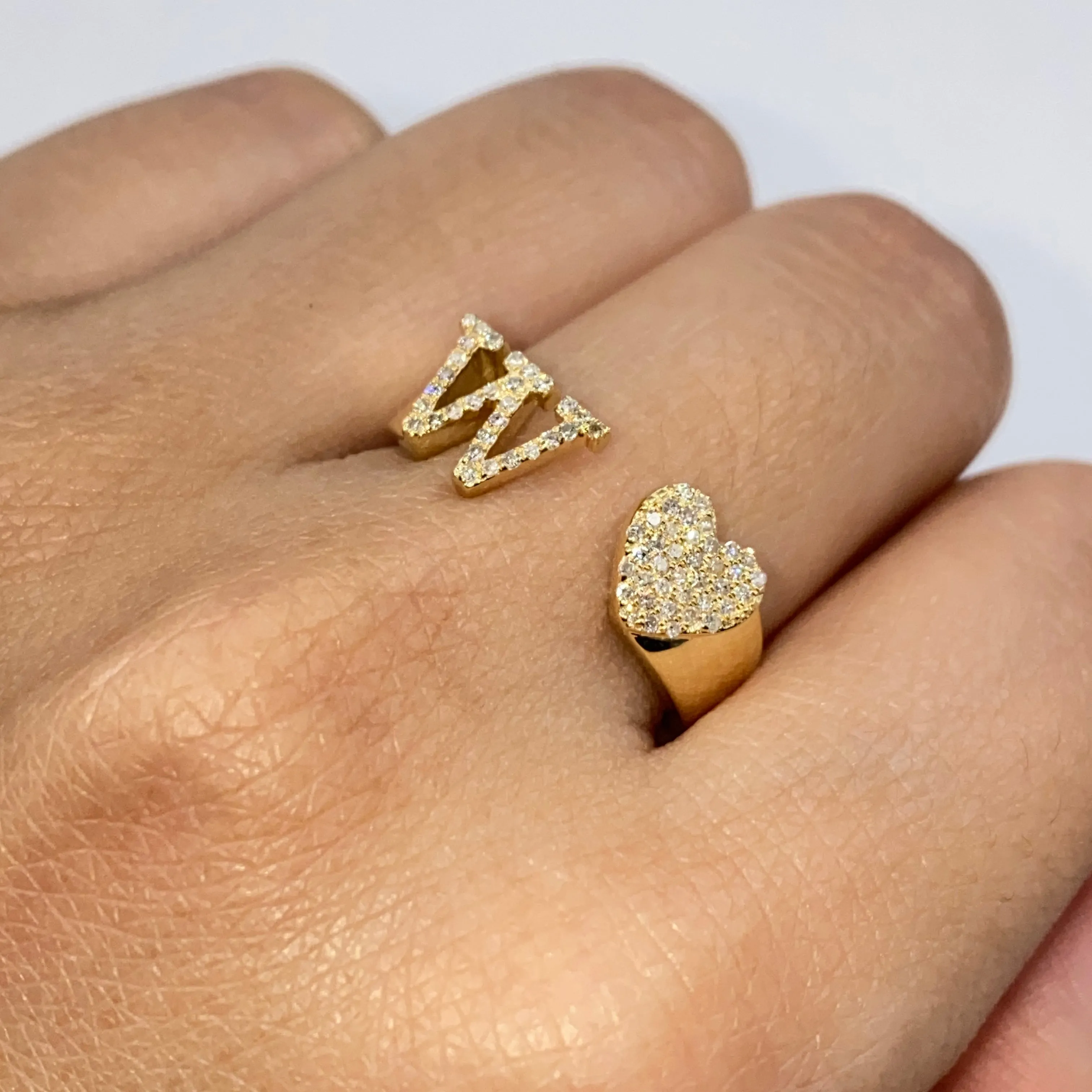 Initial Letter Heart Diamond Ring