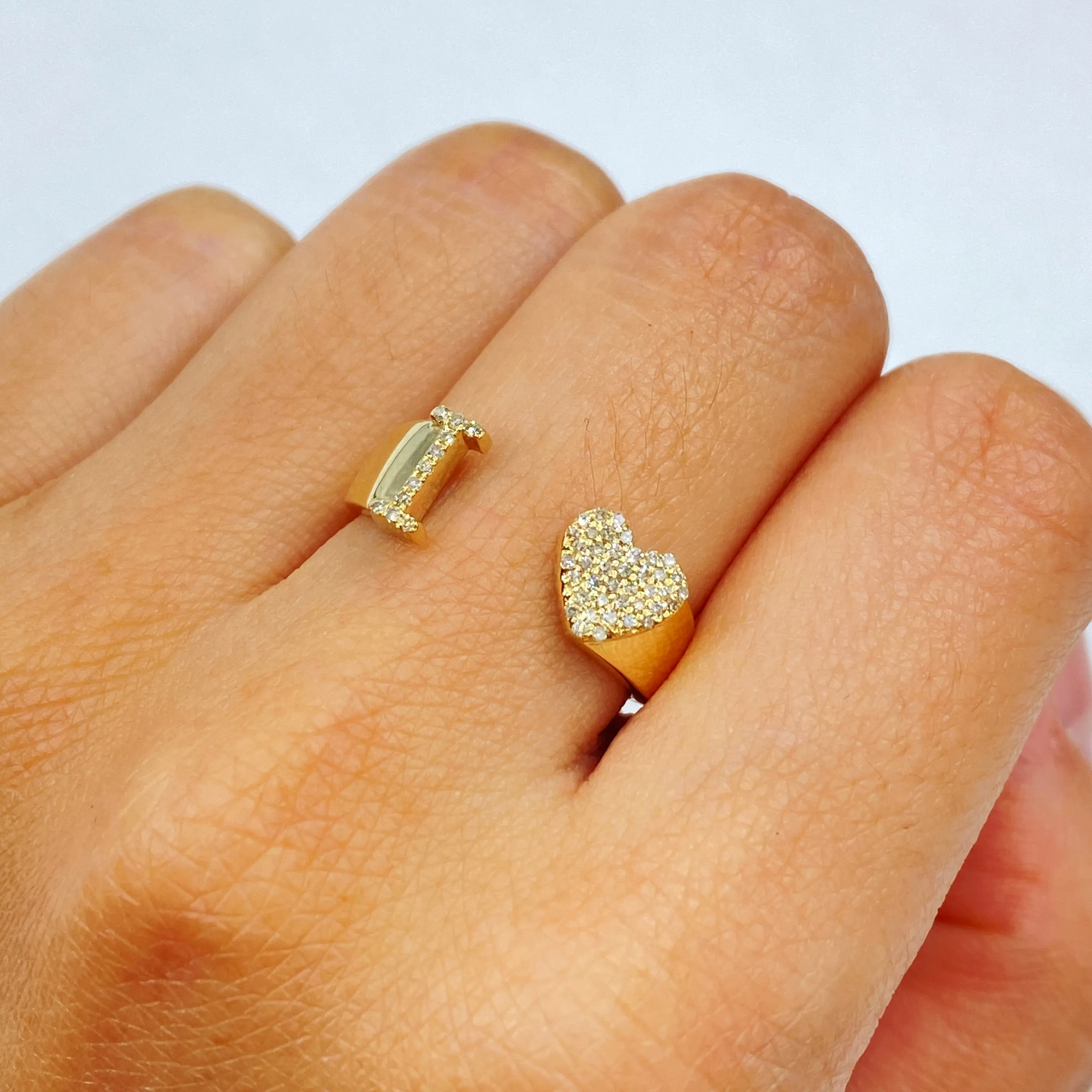 Initial Letter Heart Diamond Ring